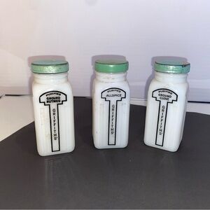 Vintage Griffiths Milk Glass Spice Jars Clove,nutmeg,allspice